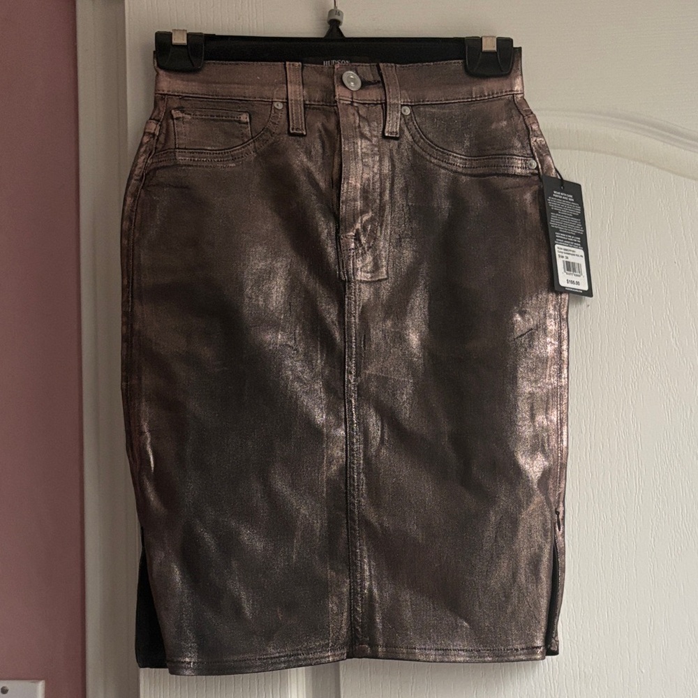 Hudson Jeans Metallic Denim Skirt